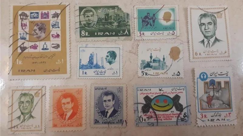 11 قطعه تمبر زیبای بی تکرار باطله پهلوی