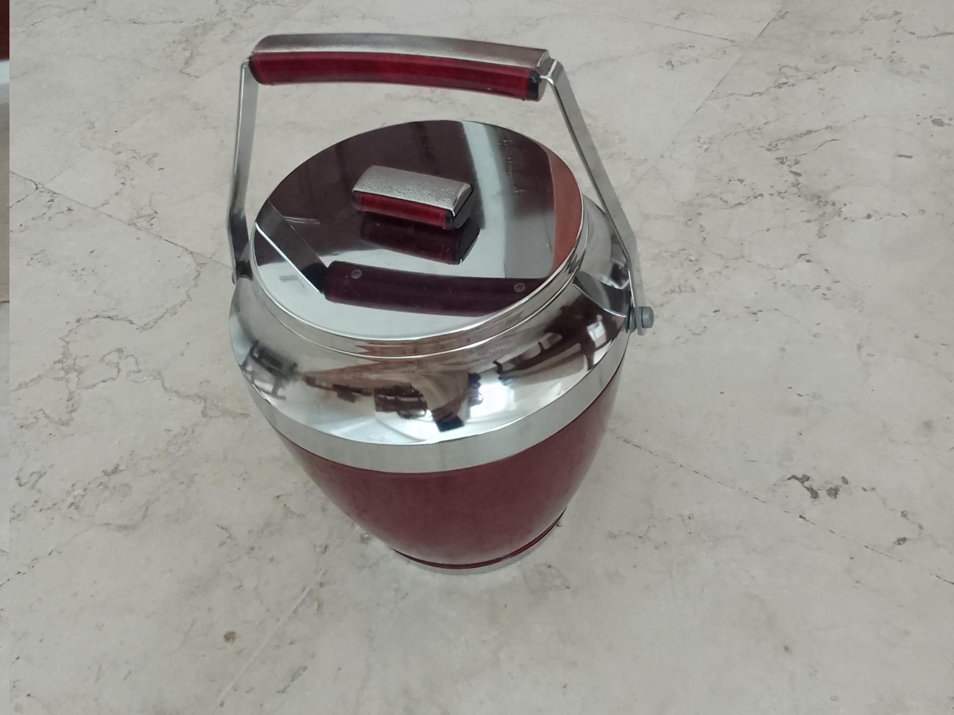 یخدان کلمن یخدون زرشکی قرمز نقره ای آنتیک قدیمی
