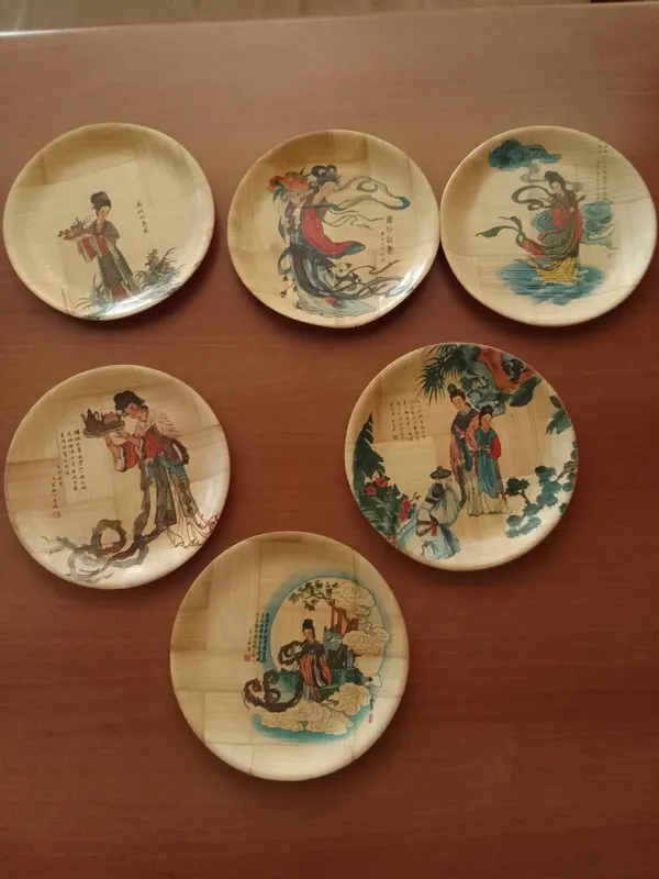 بشقاب پیش دستی بامبو قدیمی آنتیک چینی ژاپنی