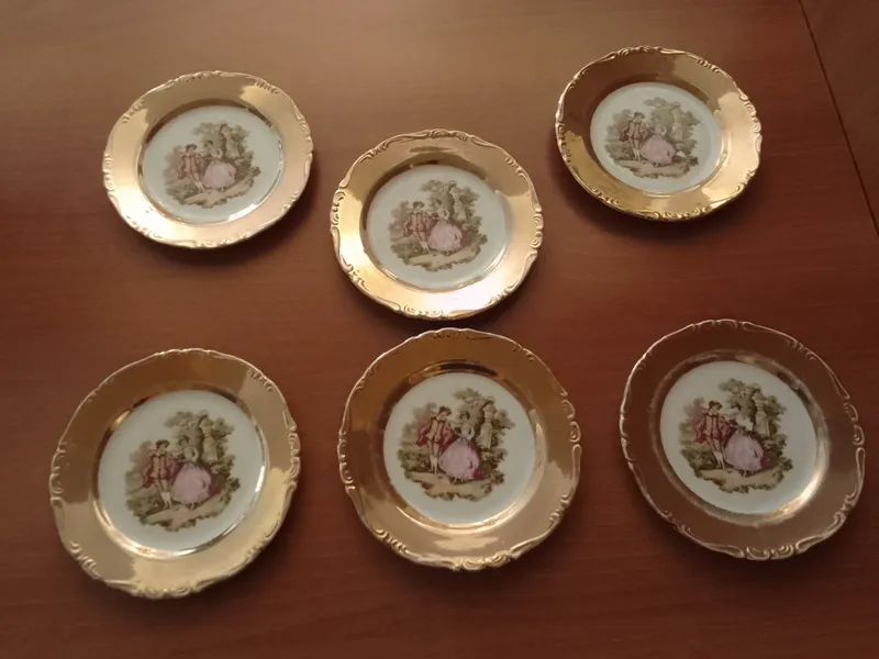 بشقاب پیش دستی دنس دنسی قدیمی آنتیک سفید طلایی