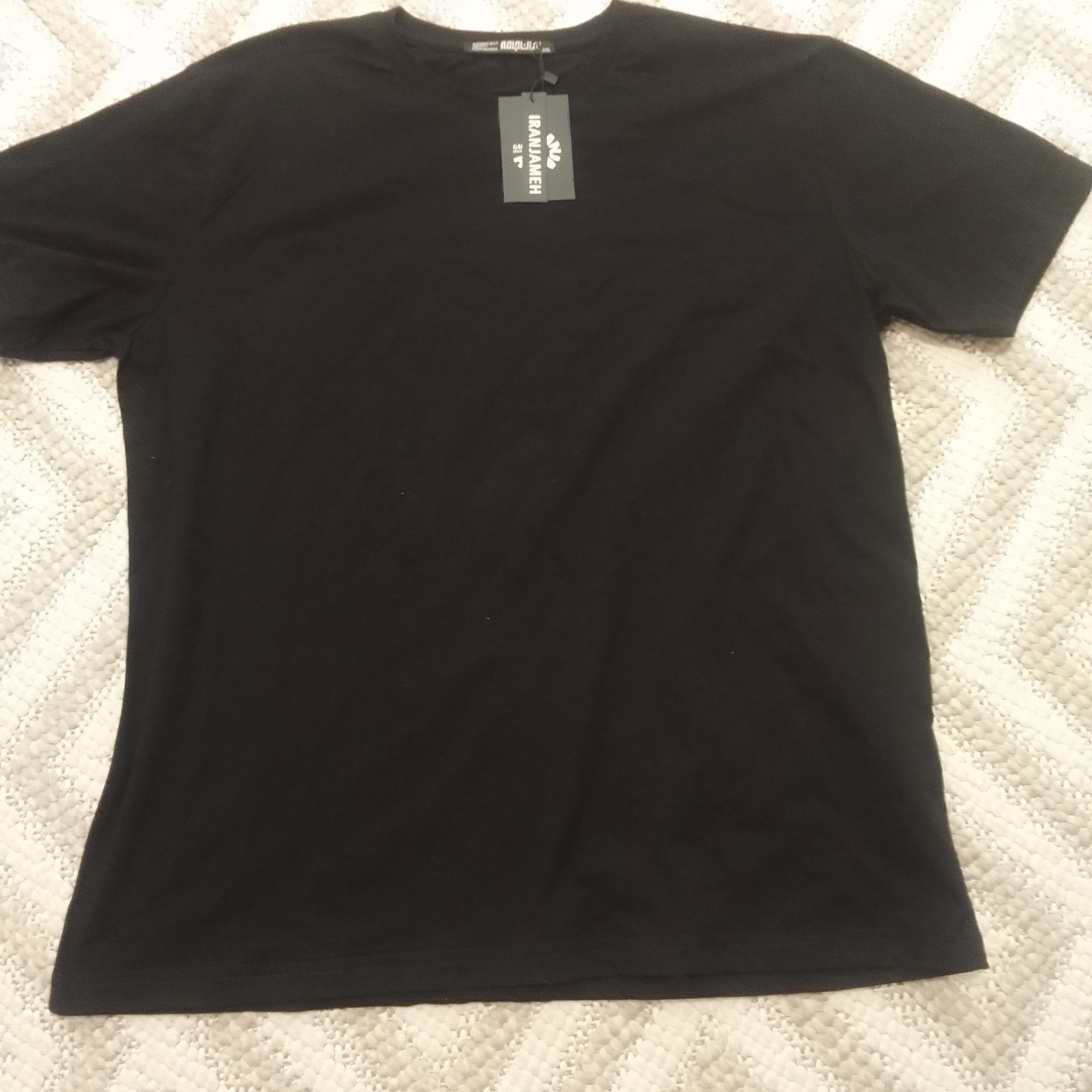 تیشرت مشکی ساده نخی آستین کوتاه