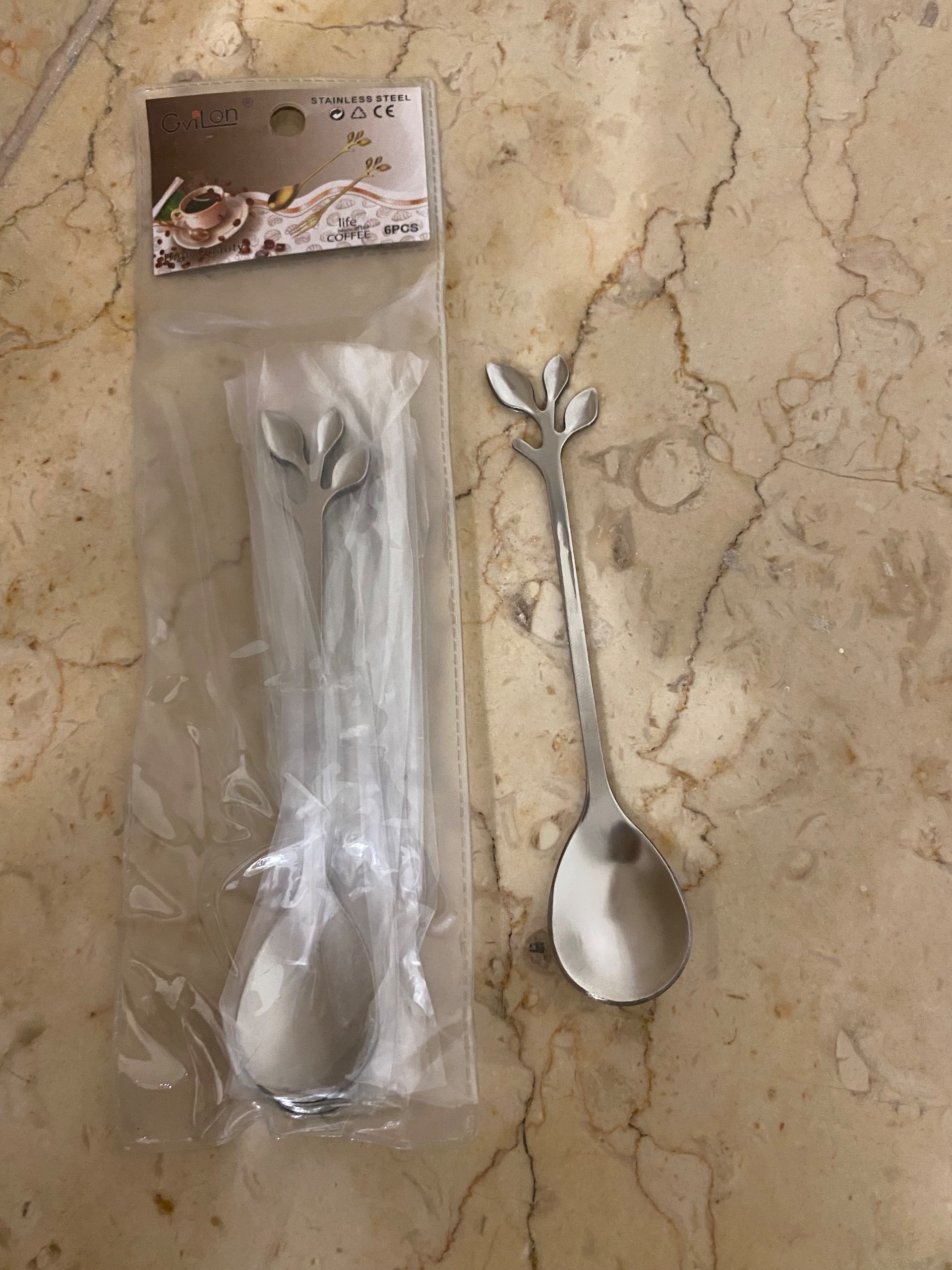 قاشق چایی خوری طرح برگ مربا خوری شربت خوری نقره ای