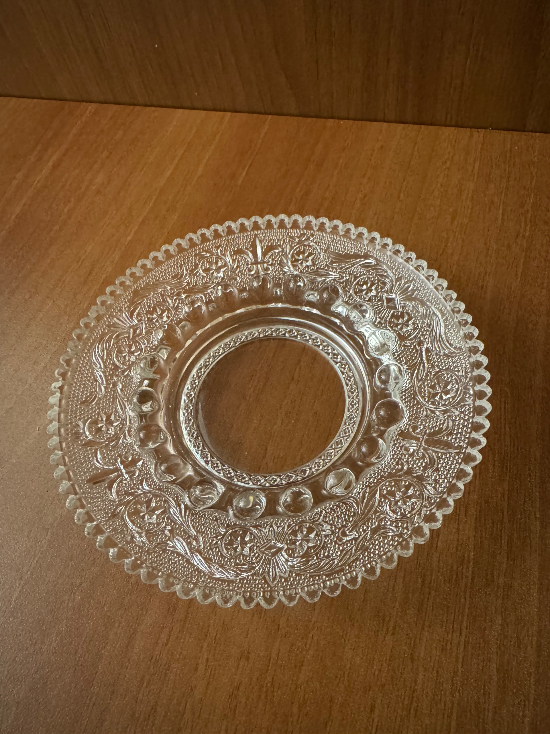 زیرسیگاری تک کریستال قدیمی آنتیک پیش دستی جاشمعی