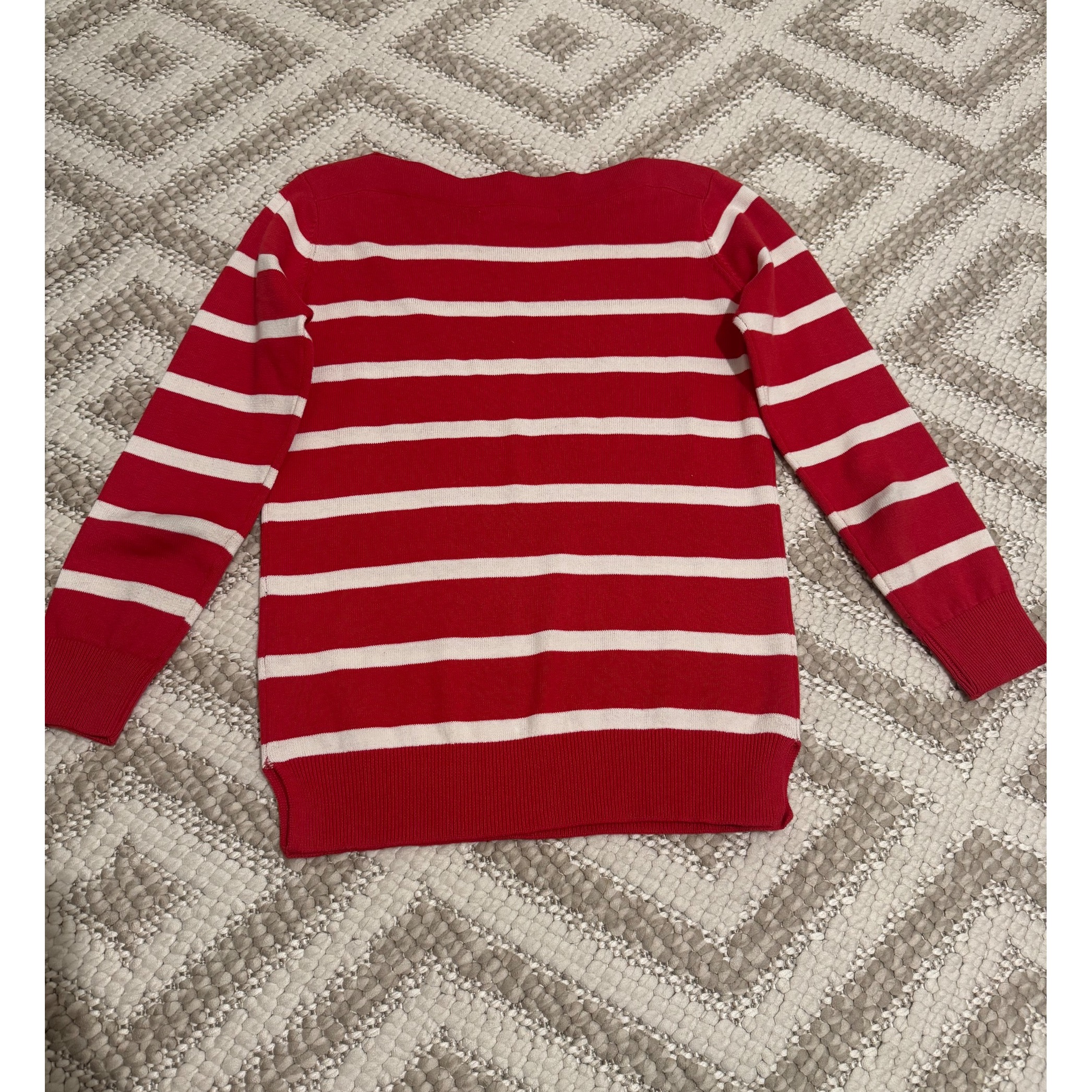 لباس بافت آستین بلند قرمز سفید راه راه بلوز بلیز