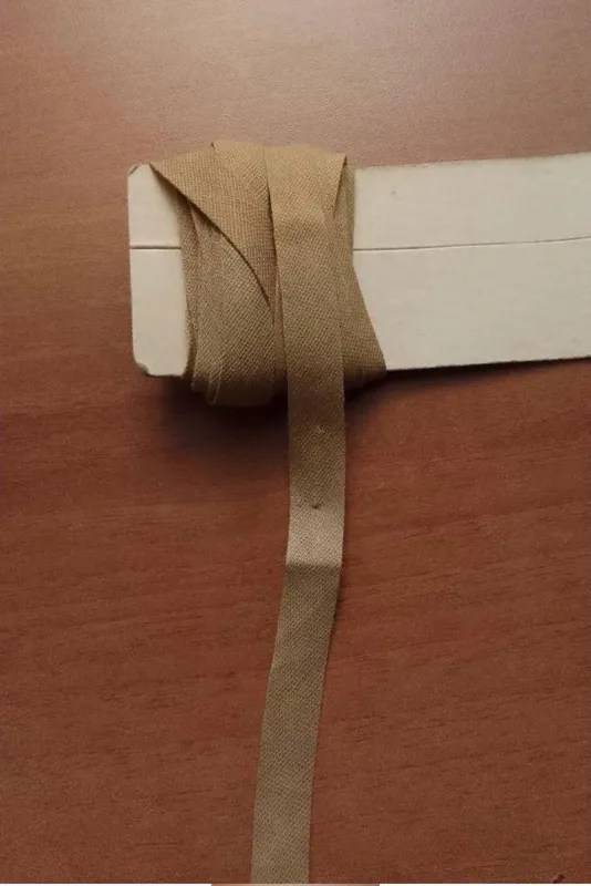روبان پارچه ای نخی کرم قهوه ای نوار کرم 4متر