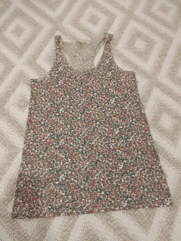 تاپ رکابی نخی زنانه دخترانه گلدار کرم زشکی زارا