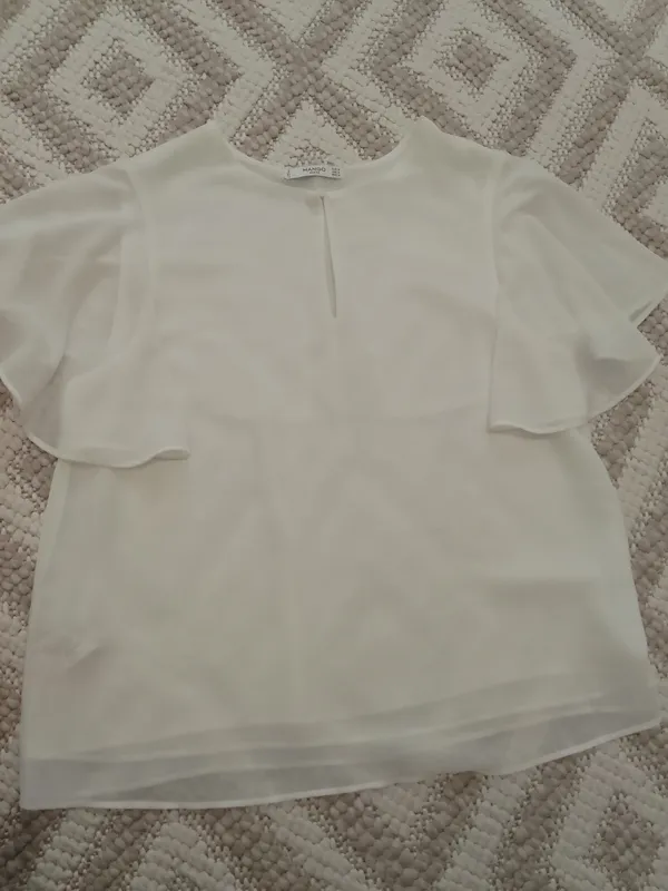 تیشرت بلوز شومیز حریر کرپ سفید مانگو منگو mango