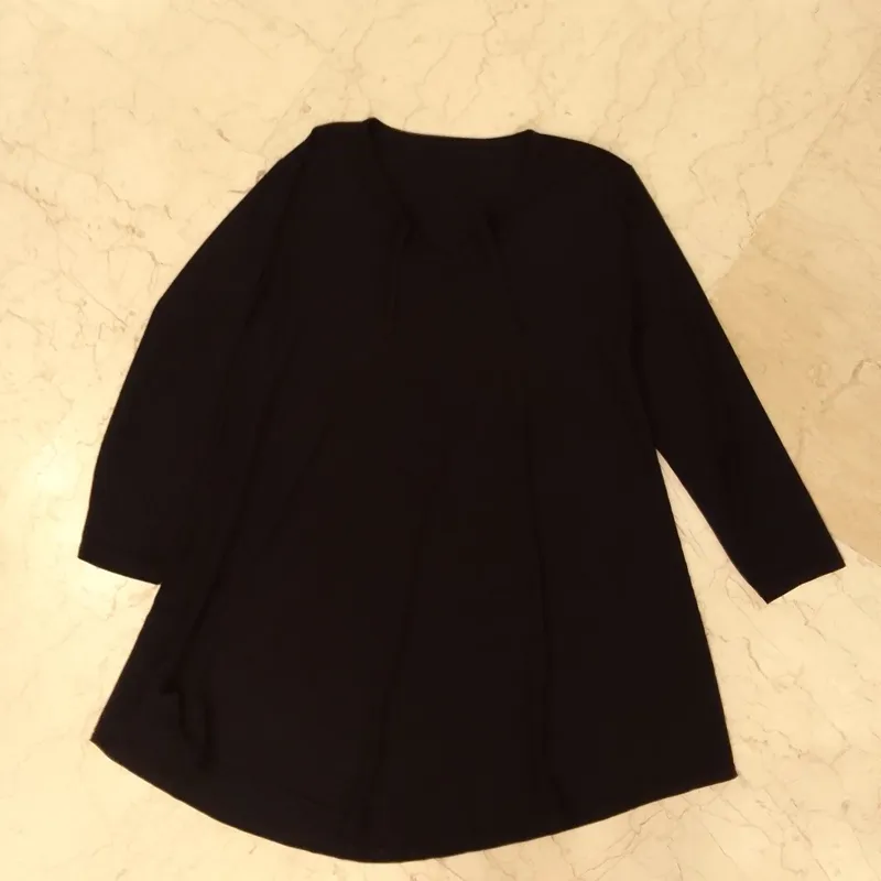 مانتو مشکی ساده جلو بسته گشاد تونیک شومیز بلوز