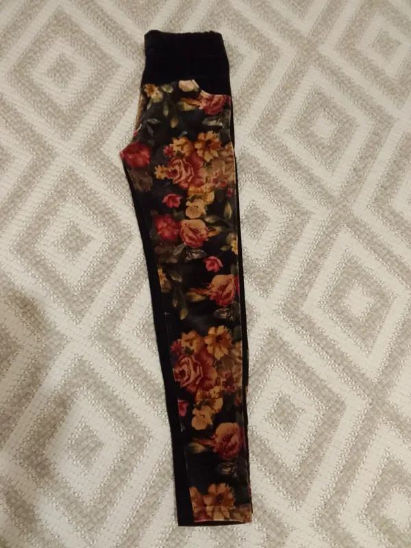 شلوار لگ جذب مخمل مشکی قرمز طلایی زرد گلدار