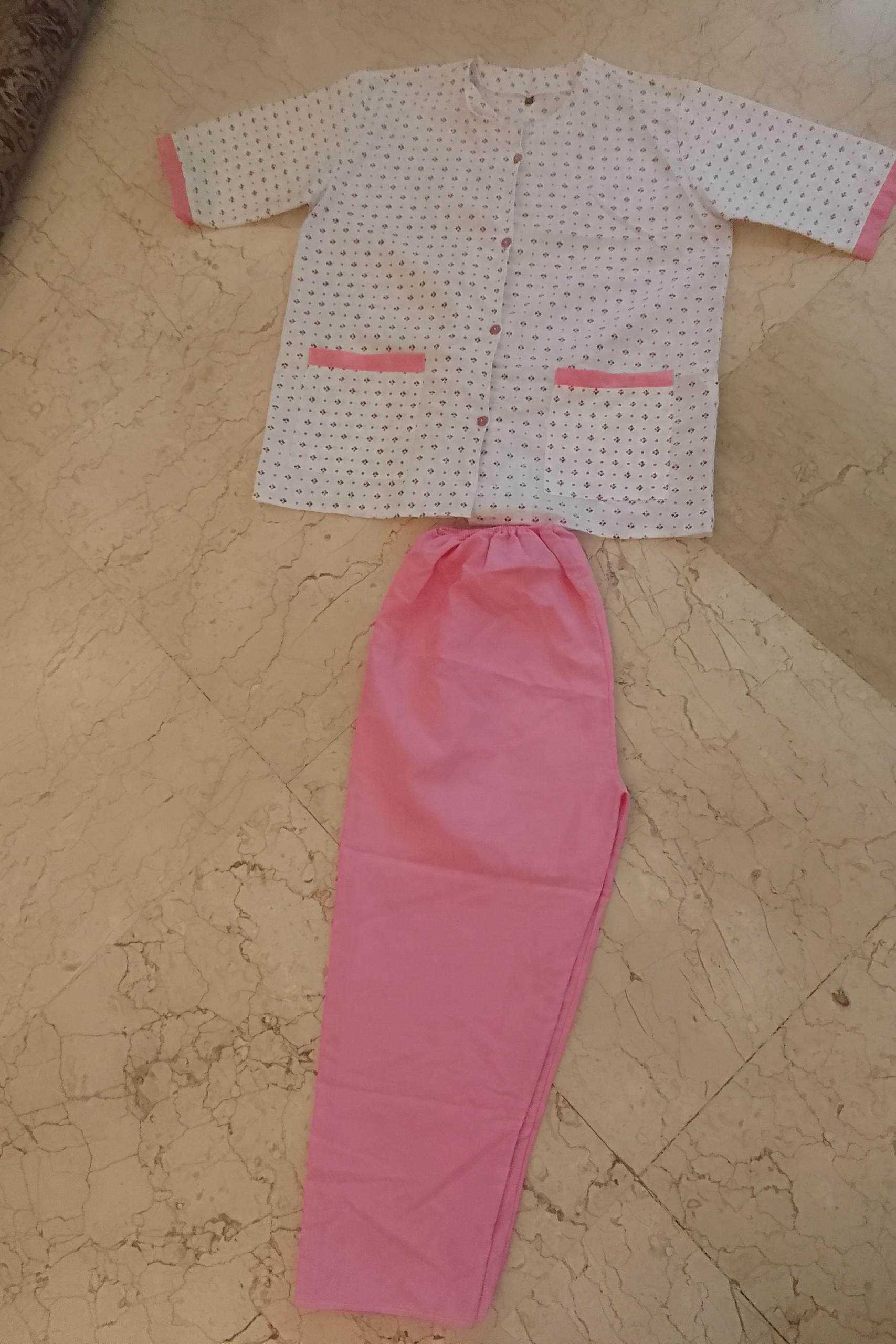 ست بلوز شلوار صورتی خالدار گشاد راحتی خانگی حاملگی
