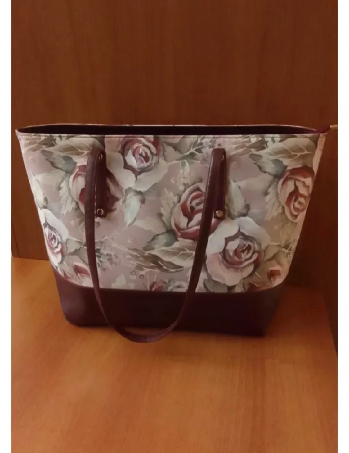 کیف دستی زنانه زرشکی قرمز گل دار گل گلی بزرگ
