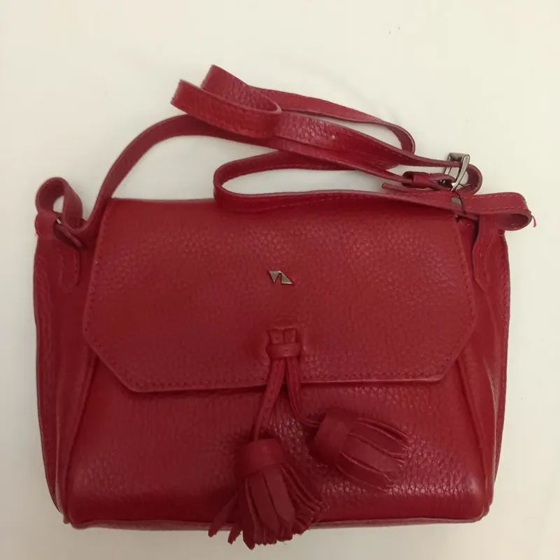 کیف چرم اصل زرشکی قرمز دوشی دستی آلبالویی