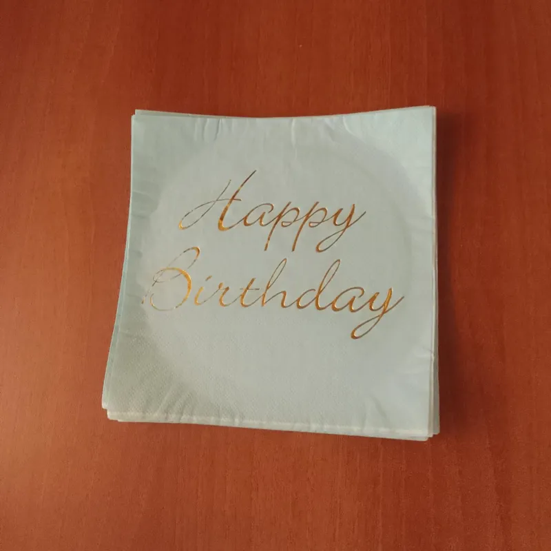 دستمال سفره کاغذی آبی طلایی تولد happy birthday