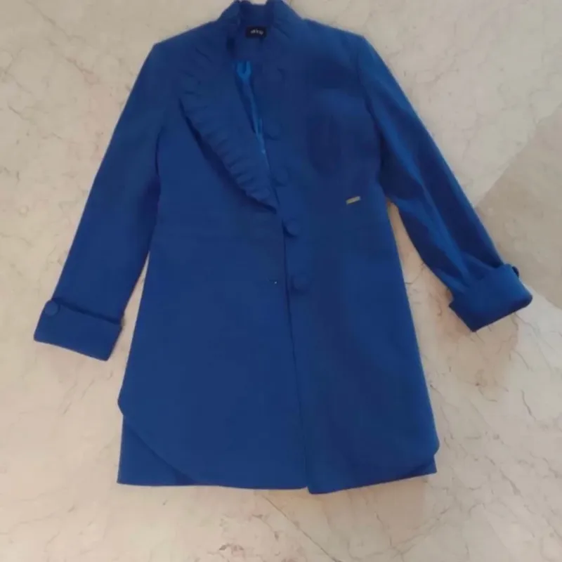 پالتو آبی کاربنی تیره کاپشن زنانه داخل آستر