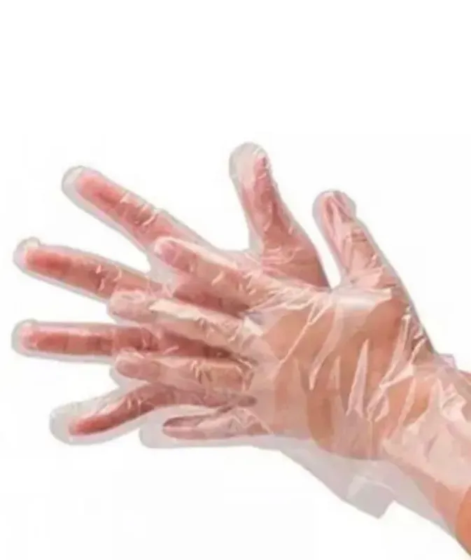 دستکش نایلونی یکبار مصرف بی رنگ 20 تایی مشمایی