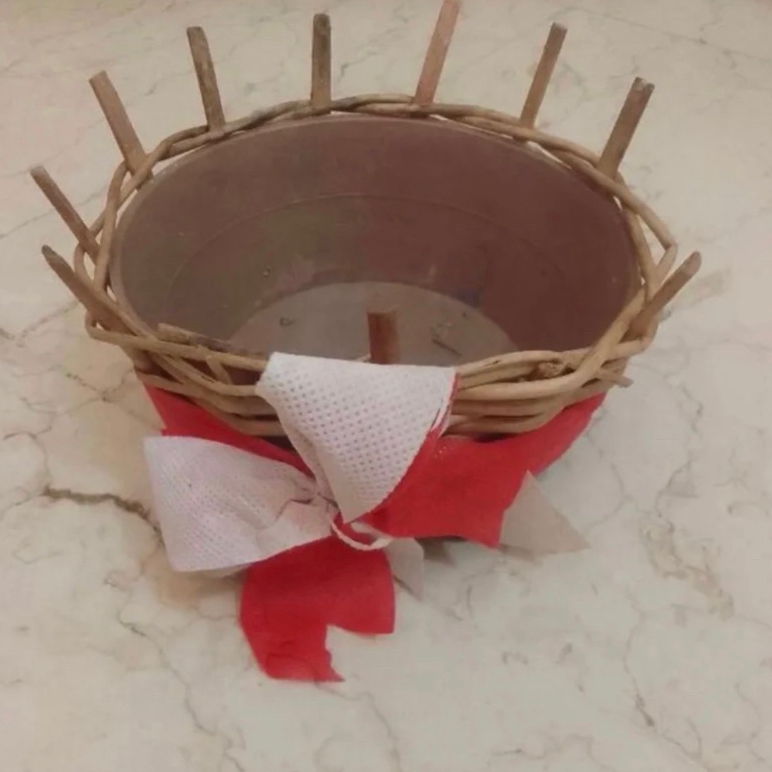 جعبه باکس گلدان چوبی حصیری