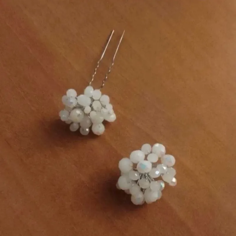 سنجاق شینیون کریستال مروارید سفید گلسر منجوق