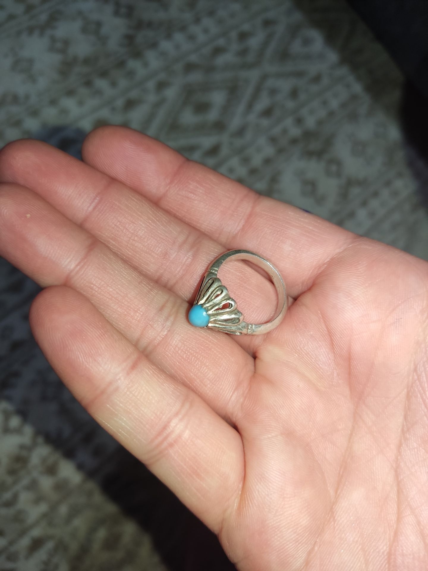 انگشتر رکاب اشکی فیروزه
