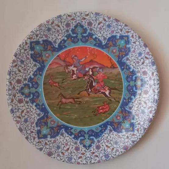 حراج بشقاب پلوخوری مینیاتور شکارگاه زمان پهلوی