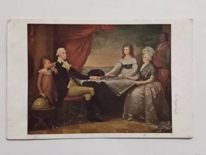 کارت پستال نقاشی جرج واشنگتن زمان پهلوی چاپ آمریکا