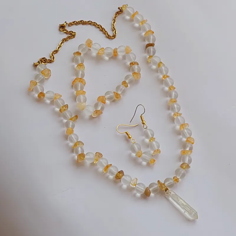 ست کامل سنگ های جواهری معدنی سیترین و کوارتز