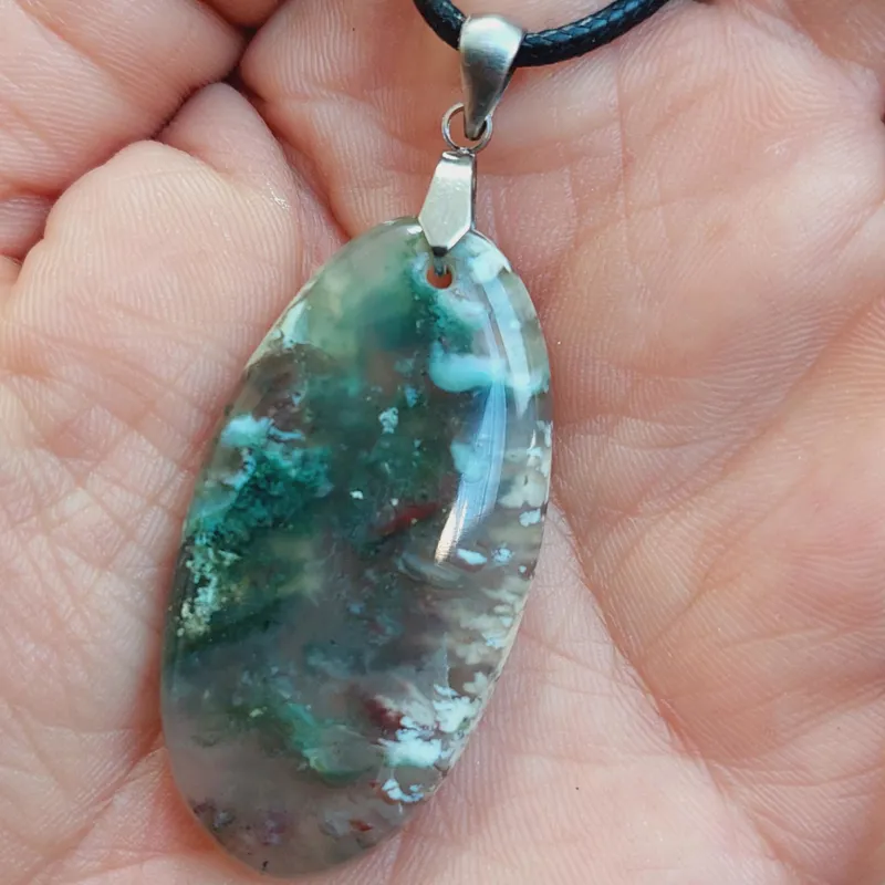 گردنبند، آویز سنگ معدنی عقیق شجر سبز