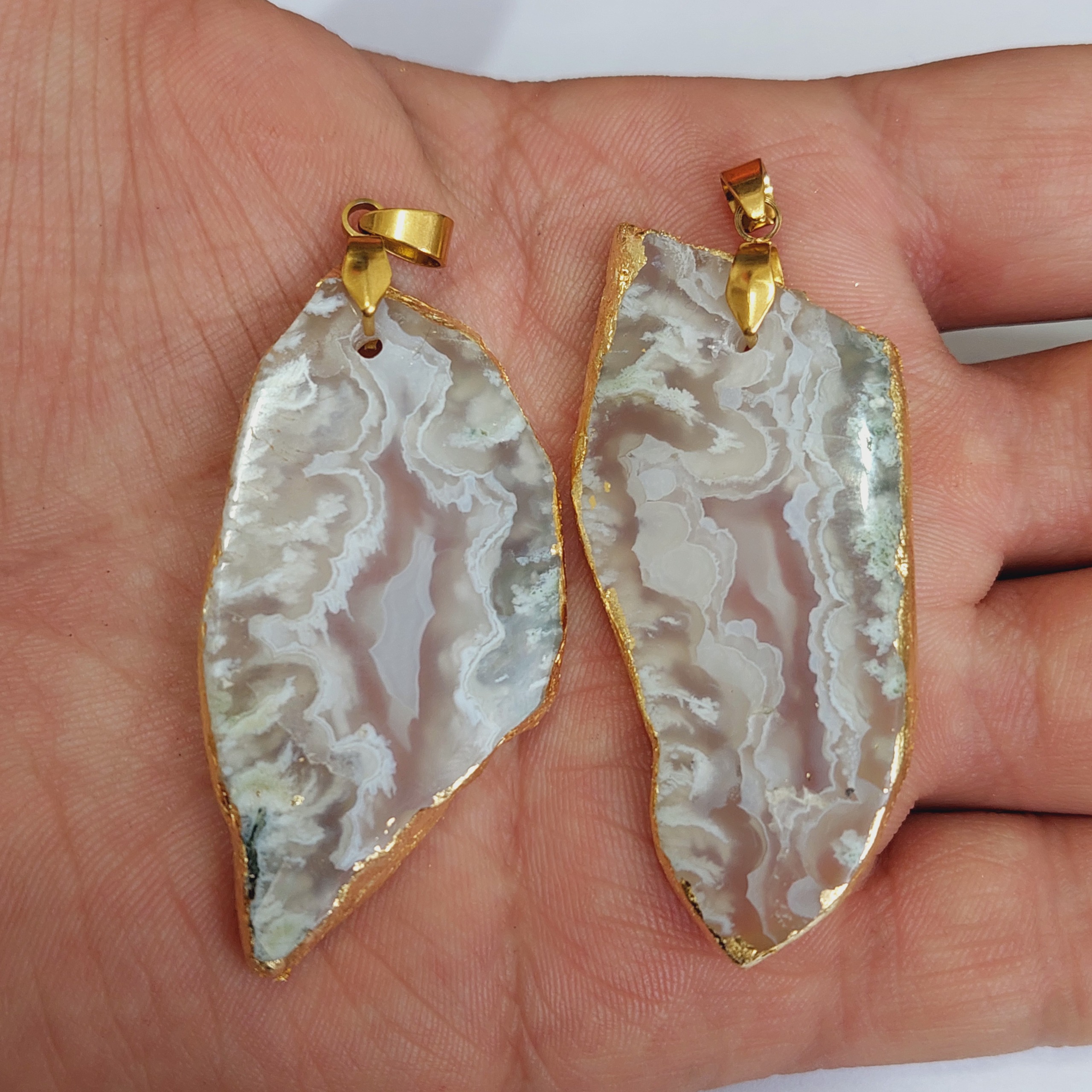 ست دو نفره گردنبند های سنگ طبیعی عقیق سلیمانی