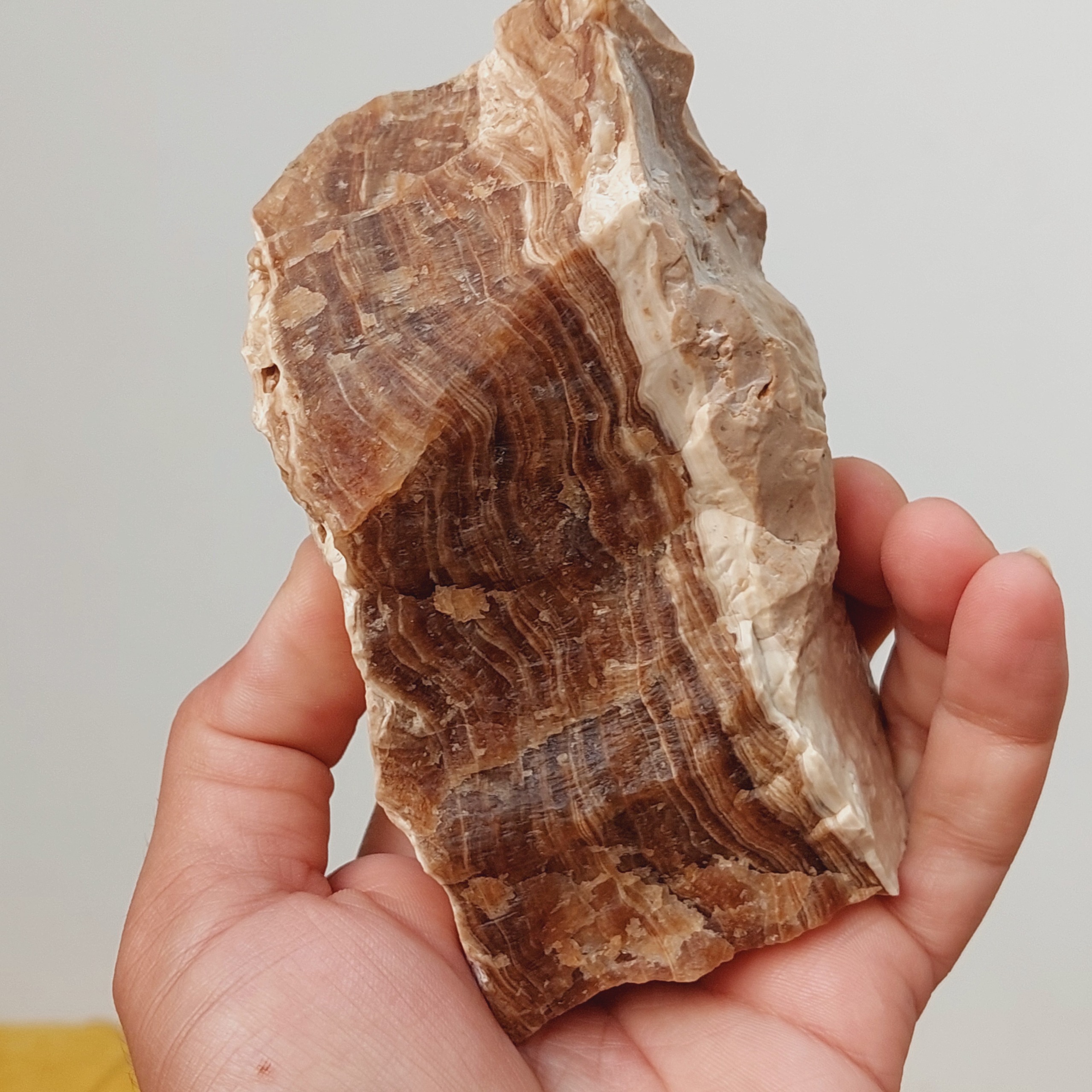 کلوخه درشت 750 گرمی سنگ راف آراگونیت عسلی