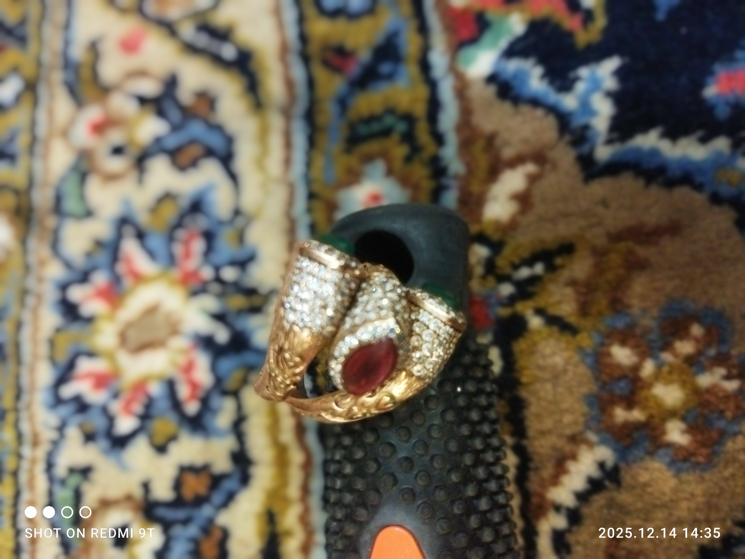 انگشتر برنج رکاب نقره با سنگ اصل