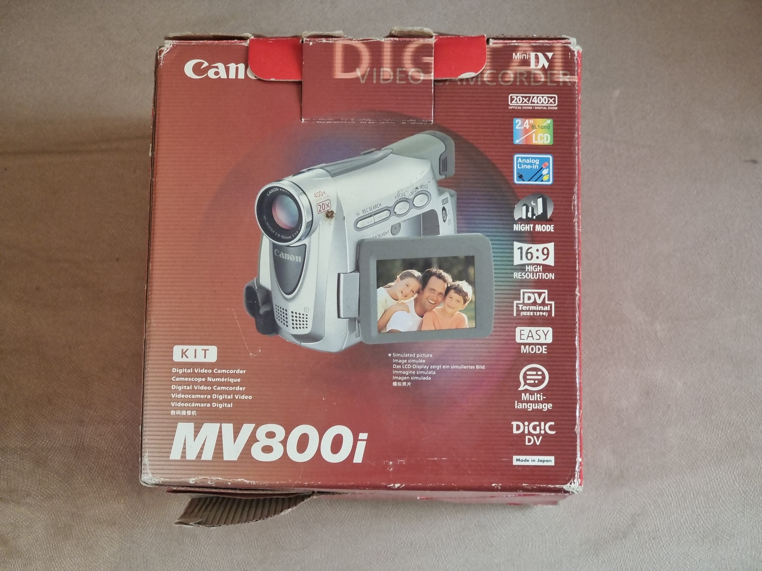 کارتن دوربین عکاسی فیلم برداری کانن Mv800i