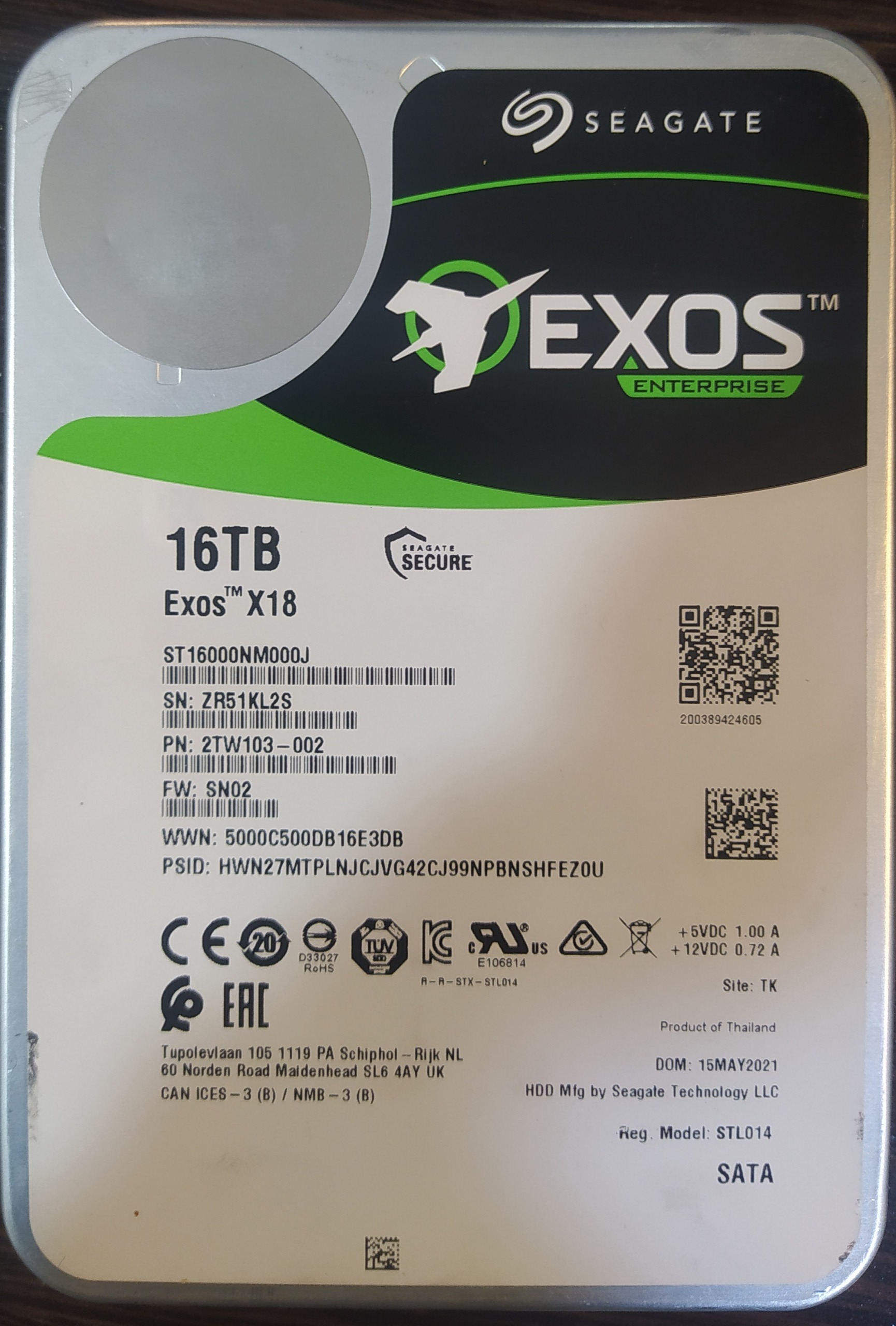 هارد 16 ترابایت Seagate EXOS 16TB