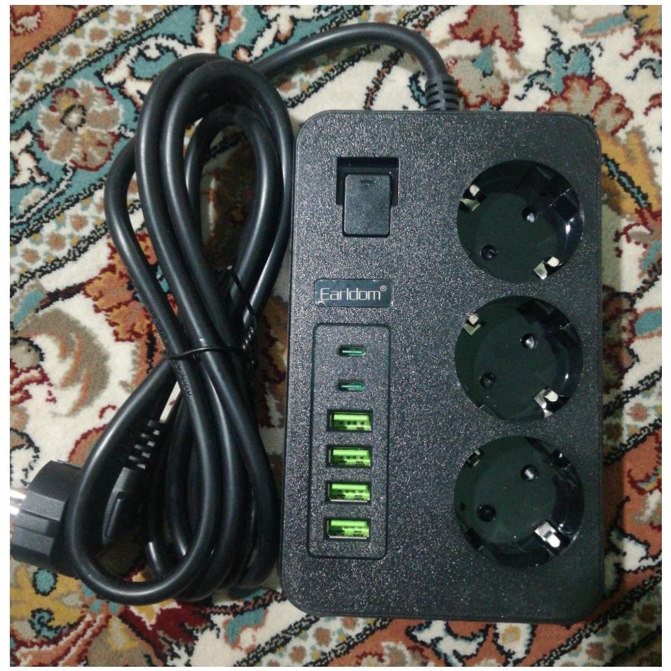 سه راهه USB دار برق Earldom 3000W ES-SC14