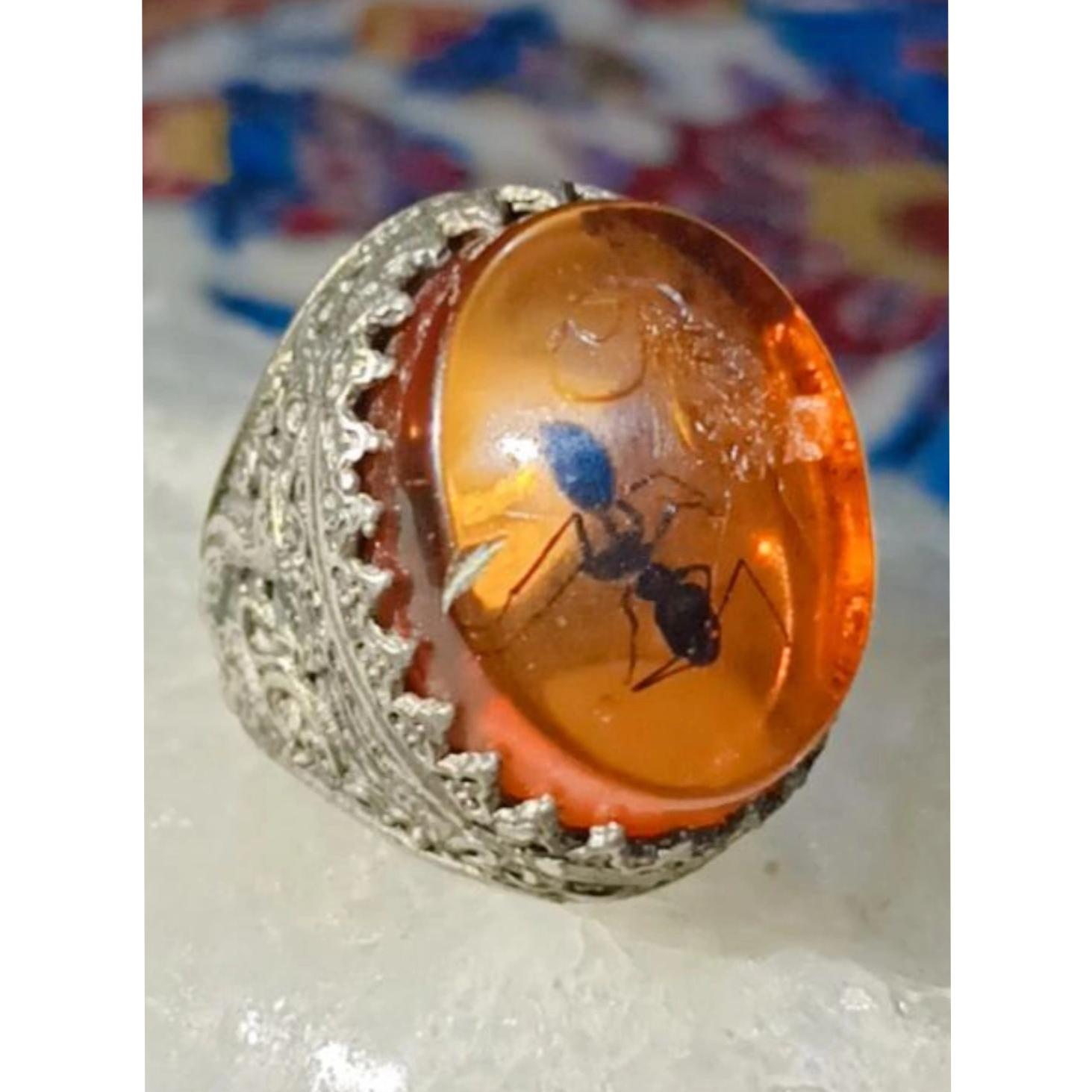 انگشتر کهربا ناب