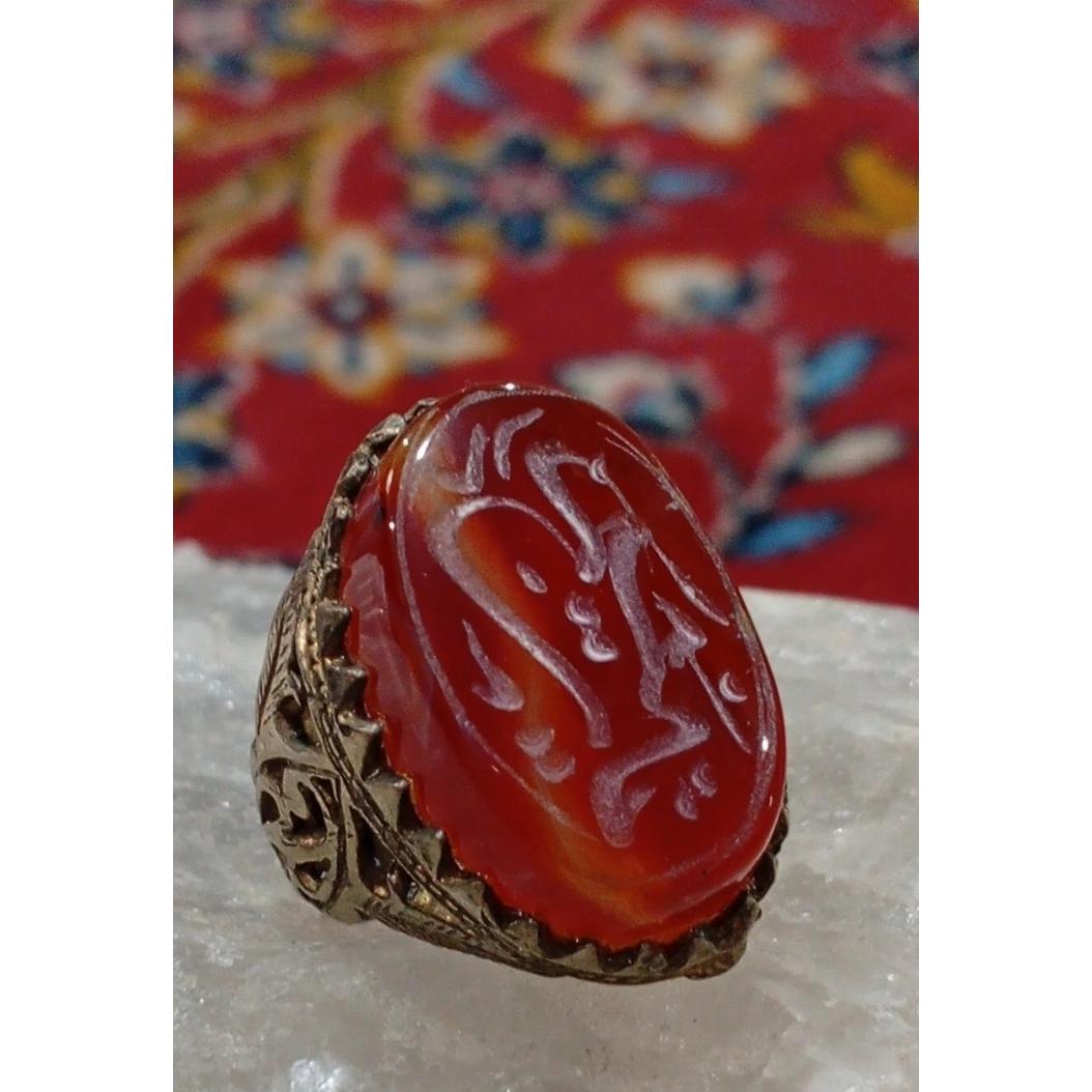 انگشتر عقیق خطی ناب