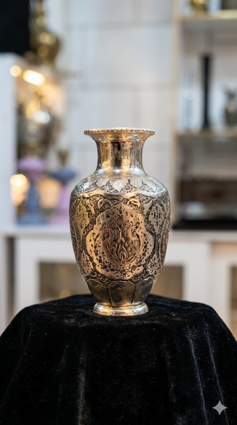 گلدان برنجی قلم پهلوی