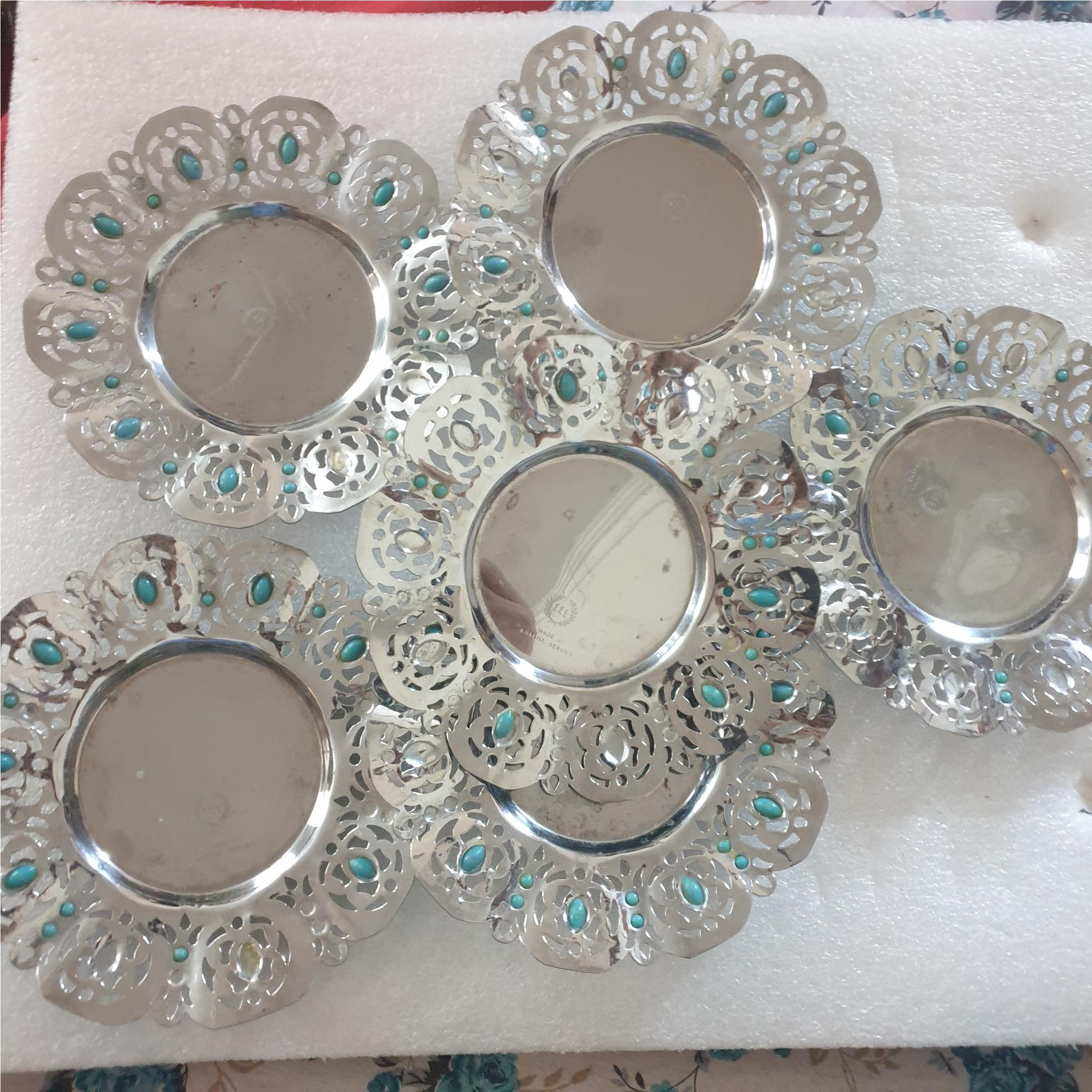 6 پیش دستی برنجی رویه کروم قدمت پهلوی