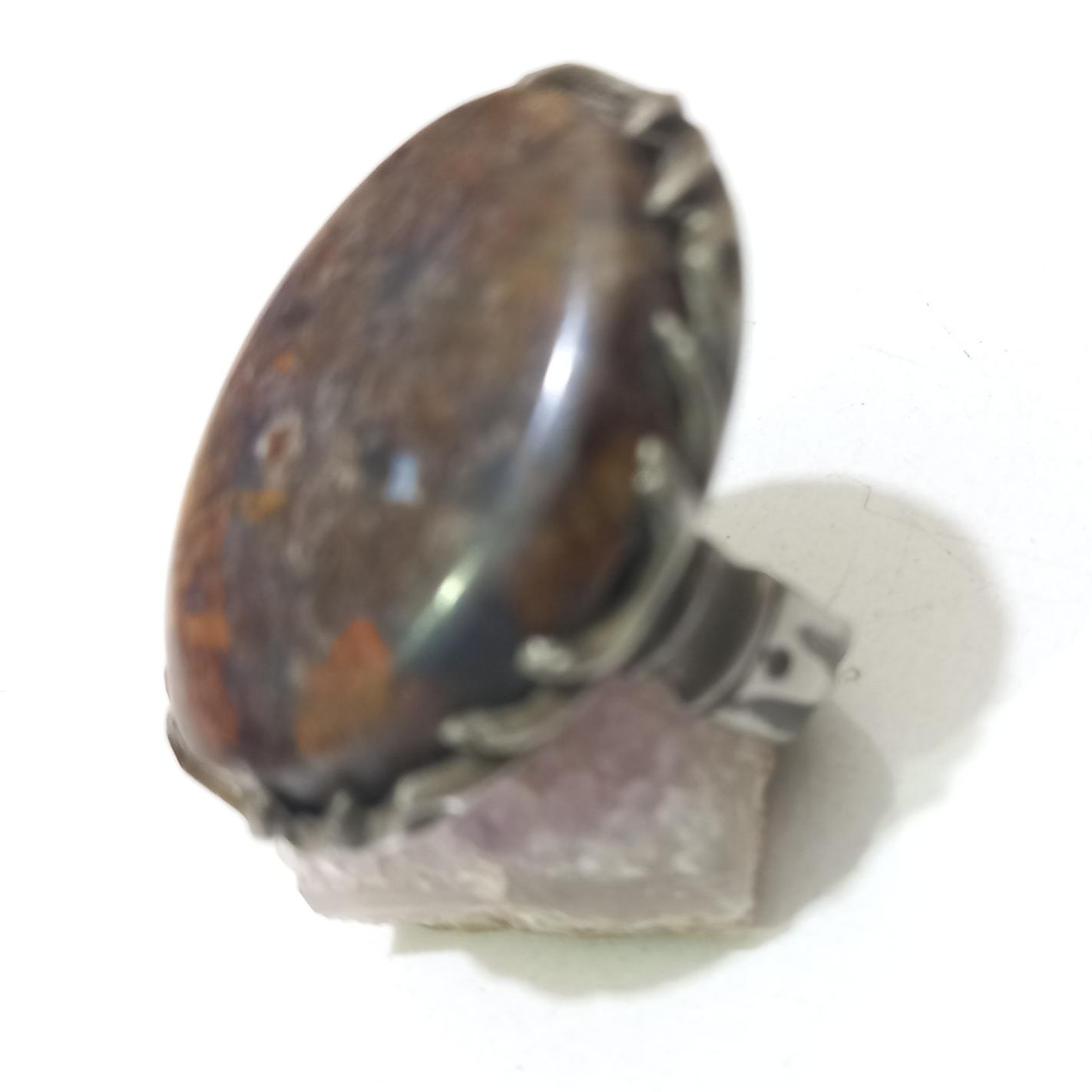 انگشتر زیبای نقره با نگین درشت عقیق شجر خاص