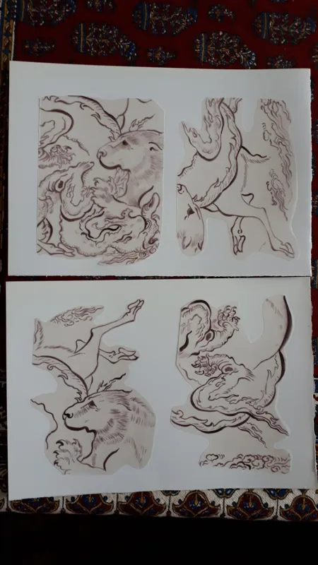 دو عدد کلاژ قلمگیری نگارگری