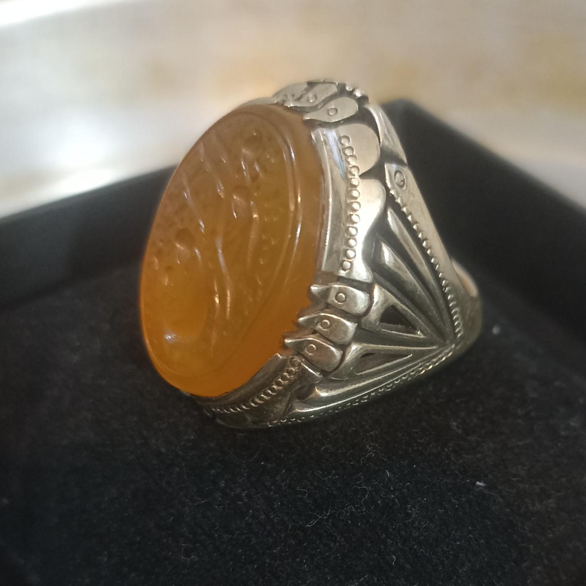 انگشتر نقره نگین خطی