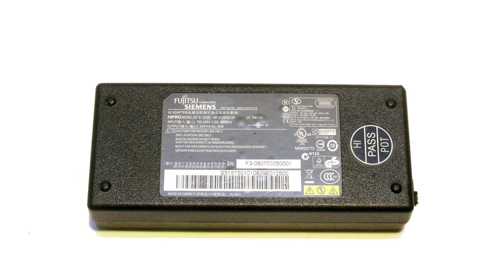 شارژر لپ تاپ فوجیتسو - سیم قطع شده - تست نشده