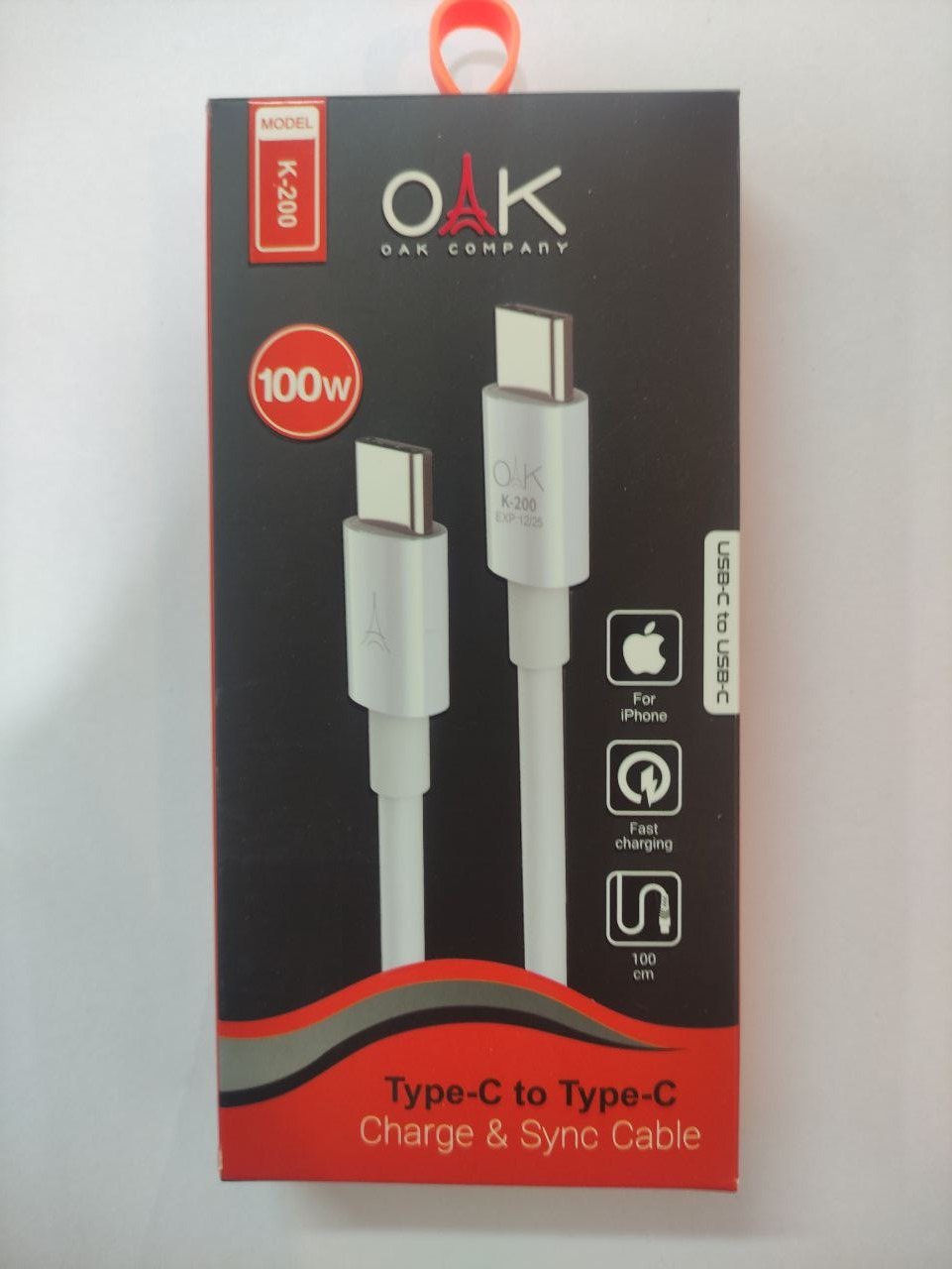 کابل شارژ 100 وات OAK مدل K200