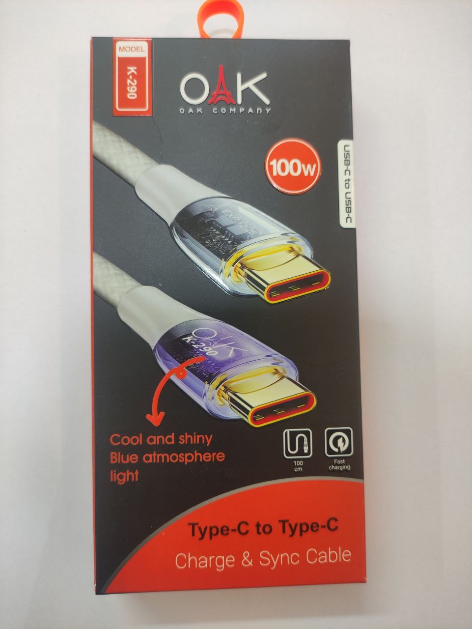 کابل شارژ 100 وات OAK مدل K290