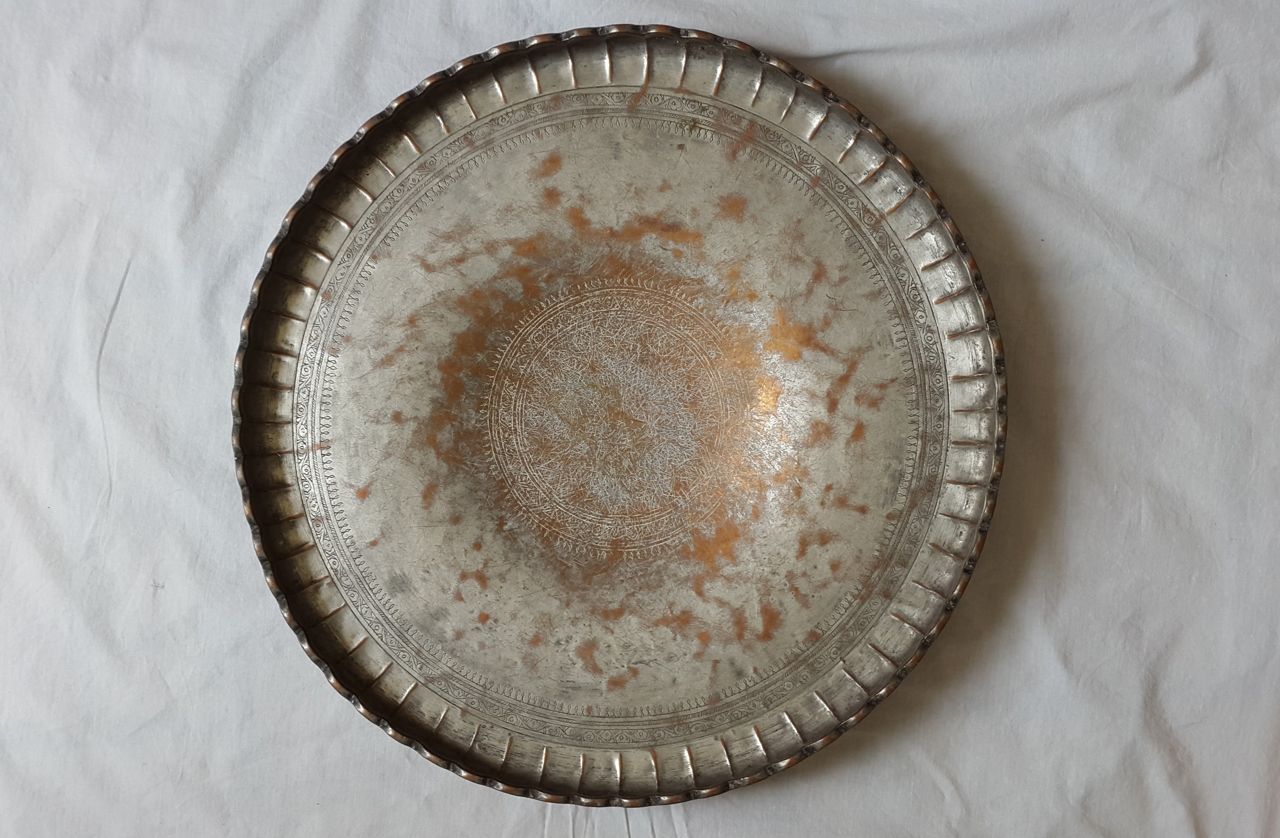 سینی مجمع مسی طرحدار قاجاری-با توضیحات