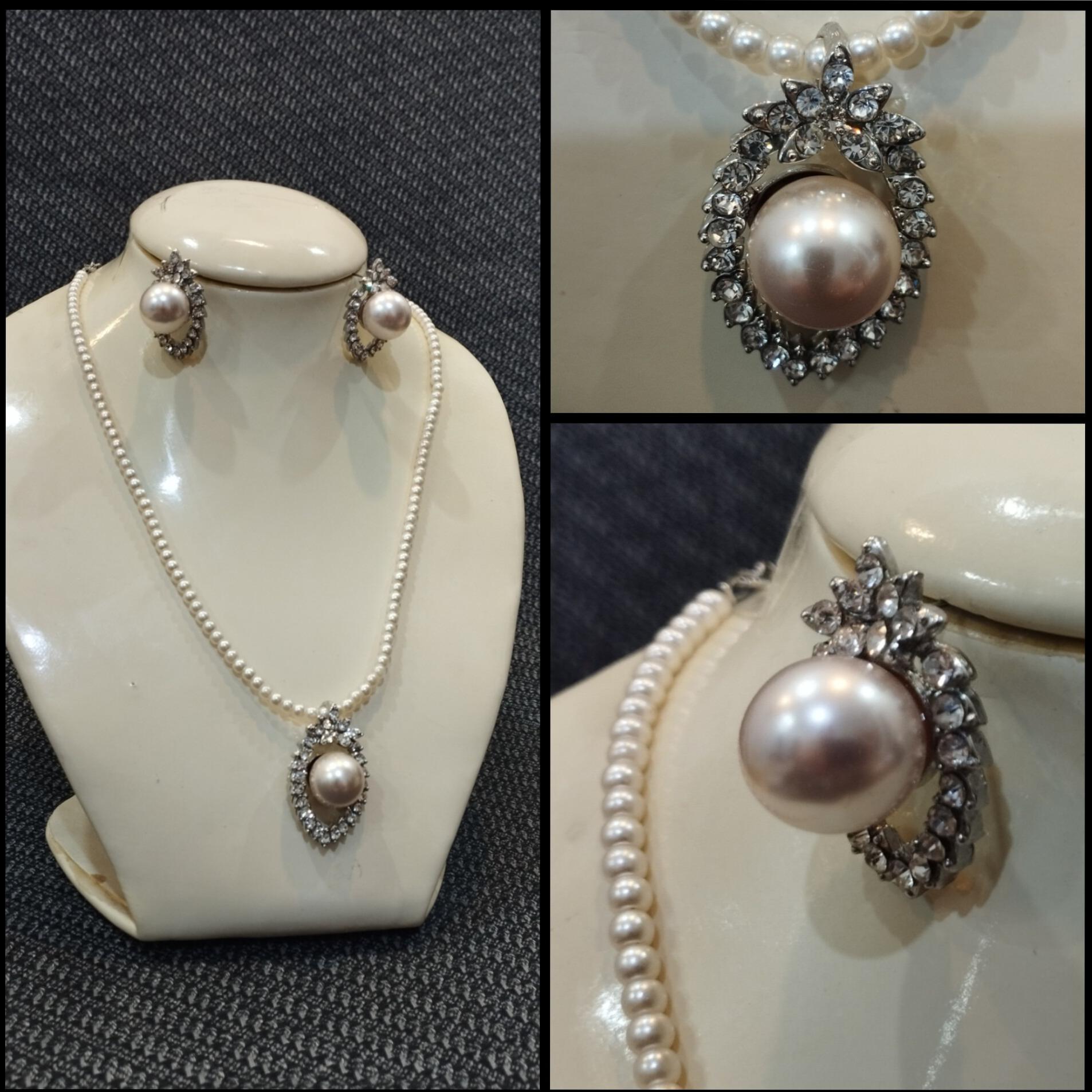 نیم ست جواهر نشان مروارید چشم نواز