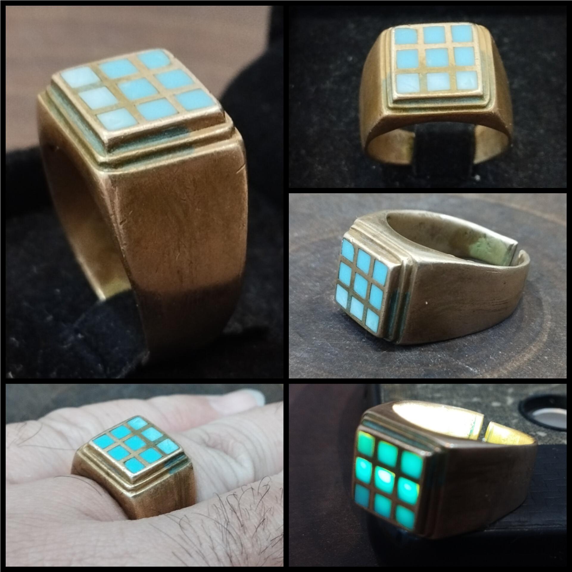 انگشتر فیروزه دست ساز آنتیک خاص عصر پهلوی