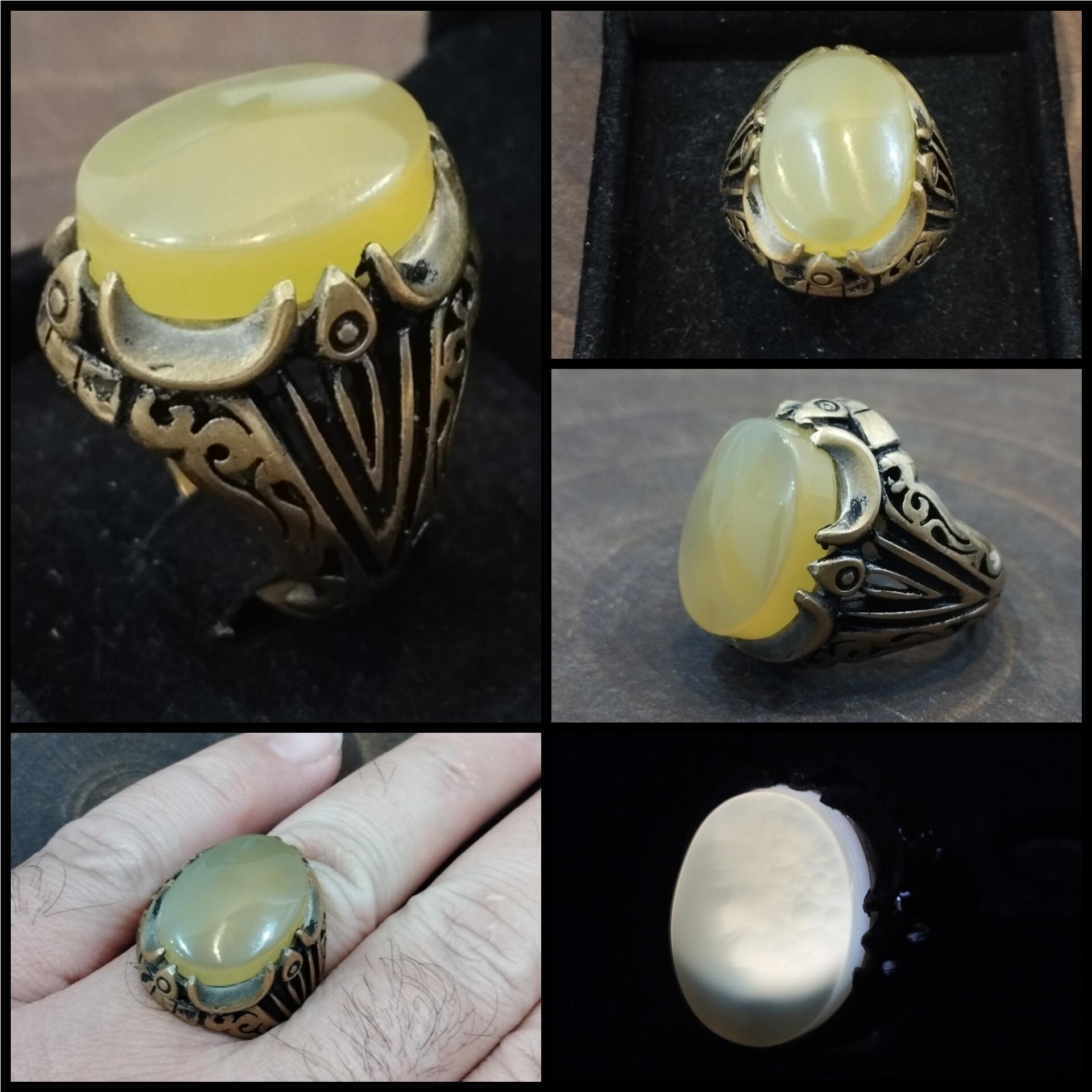 انگشتر عقیق عسلی لانه زنبوری خاص و چشم نواز