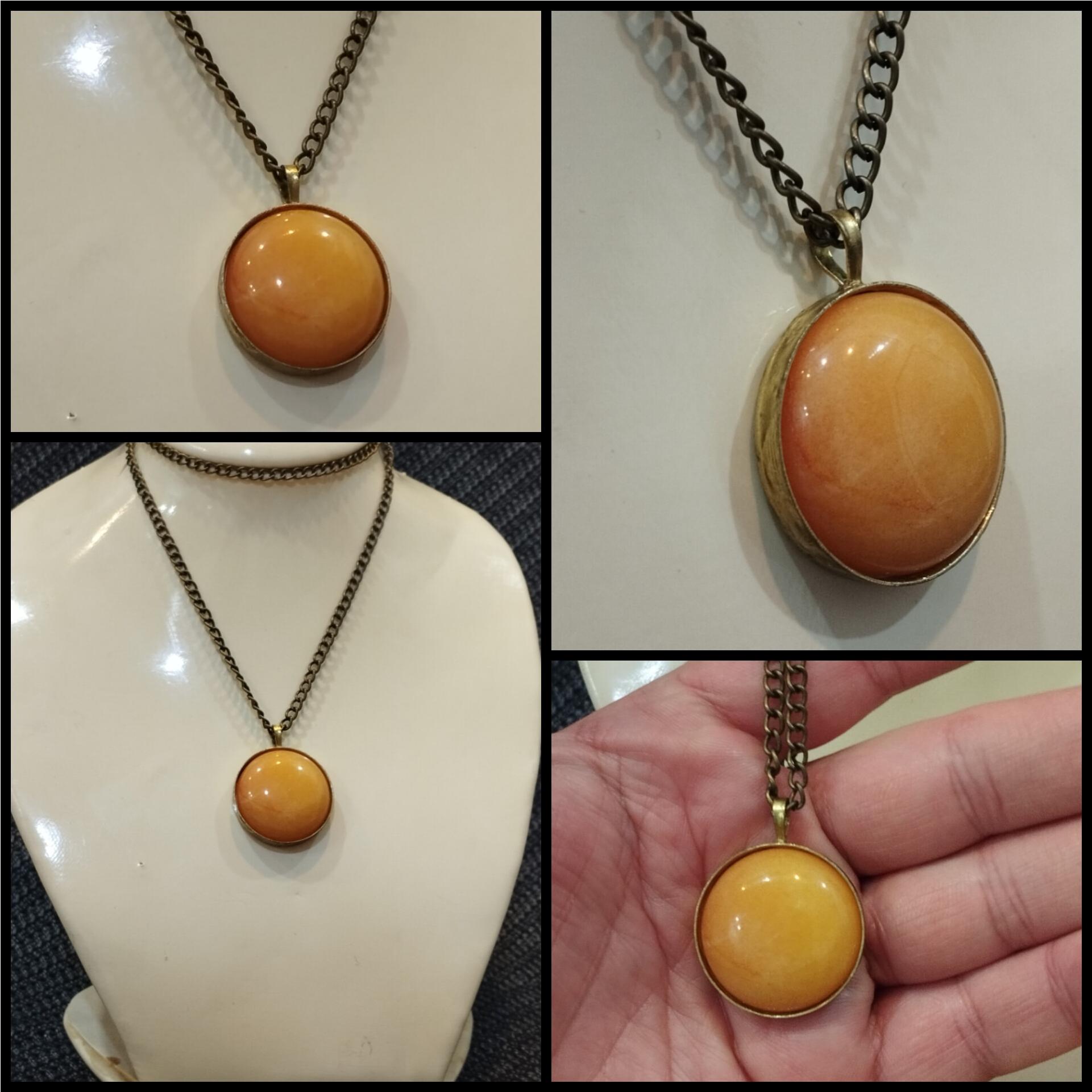 گردنبند عقیق پرتغالی آبدار با قاب برنجی