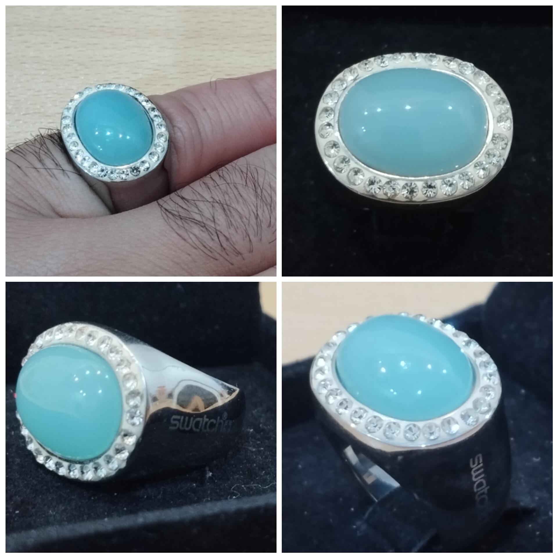 انگشتر زنانه جواهر نشان برند سواچ با سنگ آبی