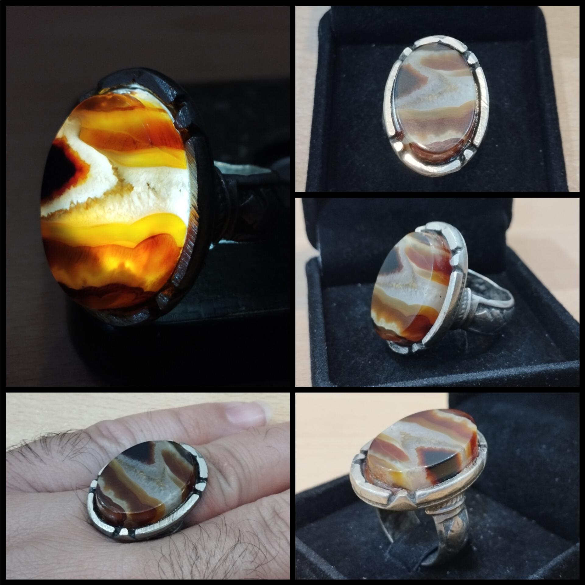 انگشتر مردانه عقیق آنتیک عصر پهلوی