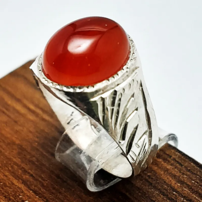 انگشتر عقیق یمن دست ساز نقره 925